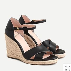 🆕 J Crew black leather espadrilles wedge sandals size 9.5 and 10 new in box